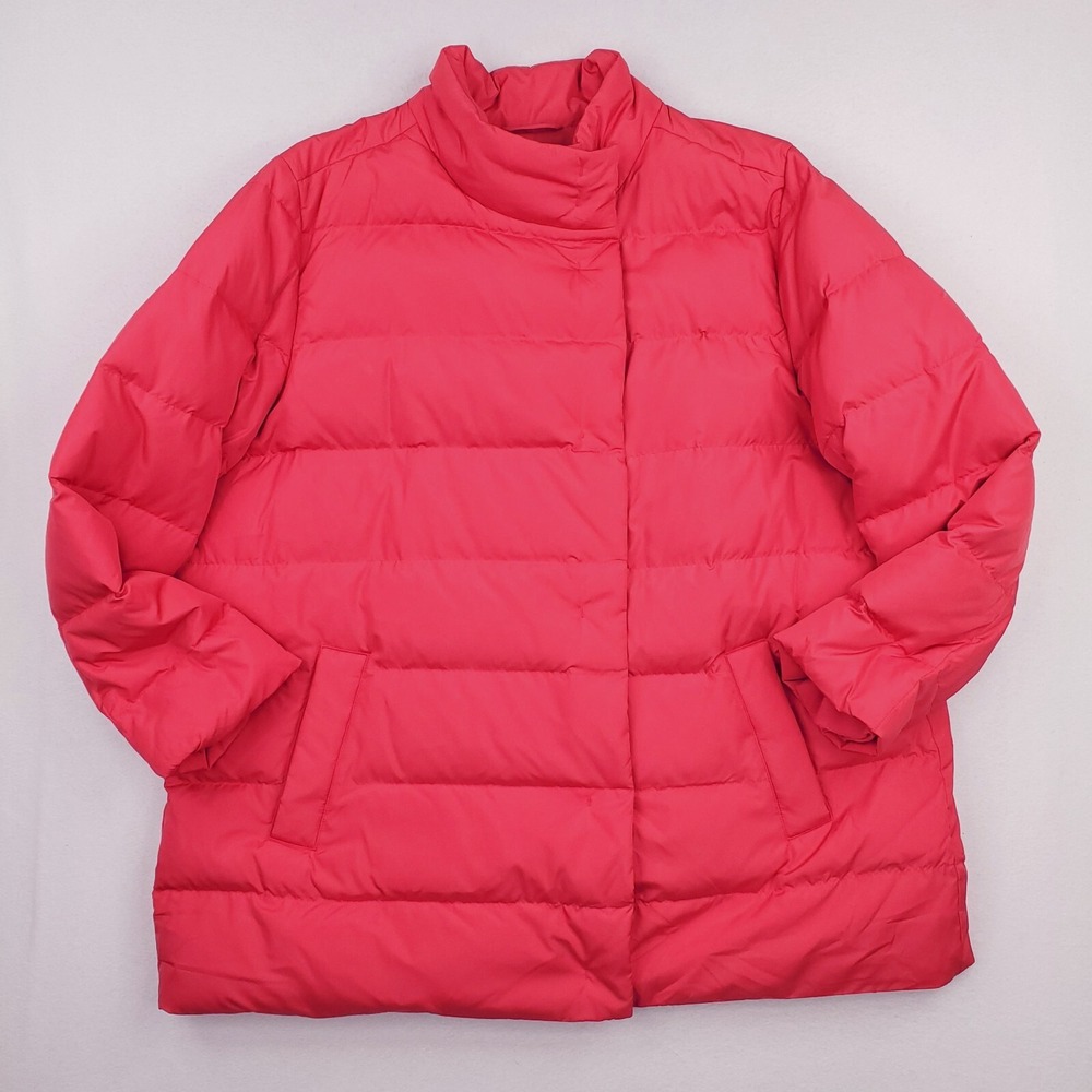 J Jill Jacket Womens 2X Pink Salmon Down Puffer Coat Quilted Parka Insulated